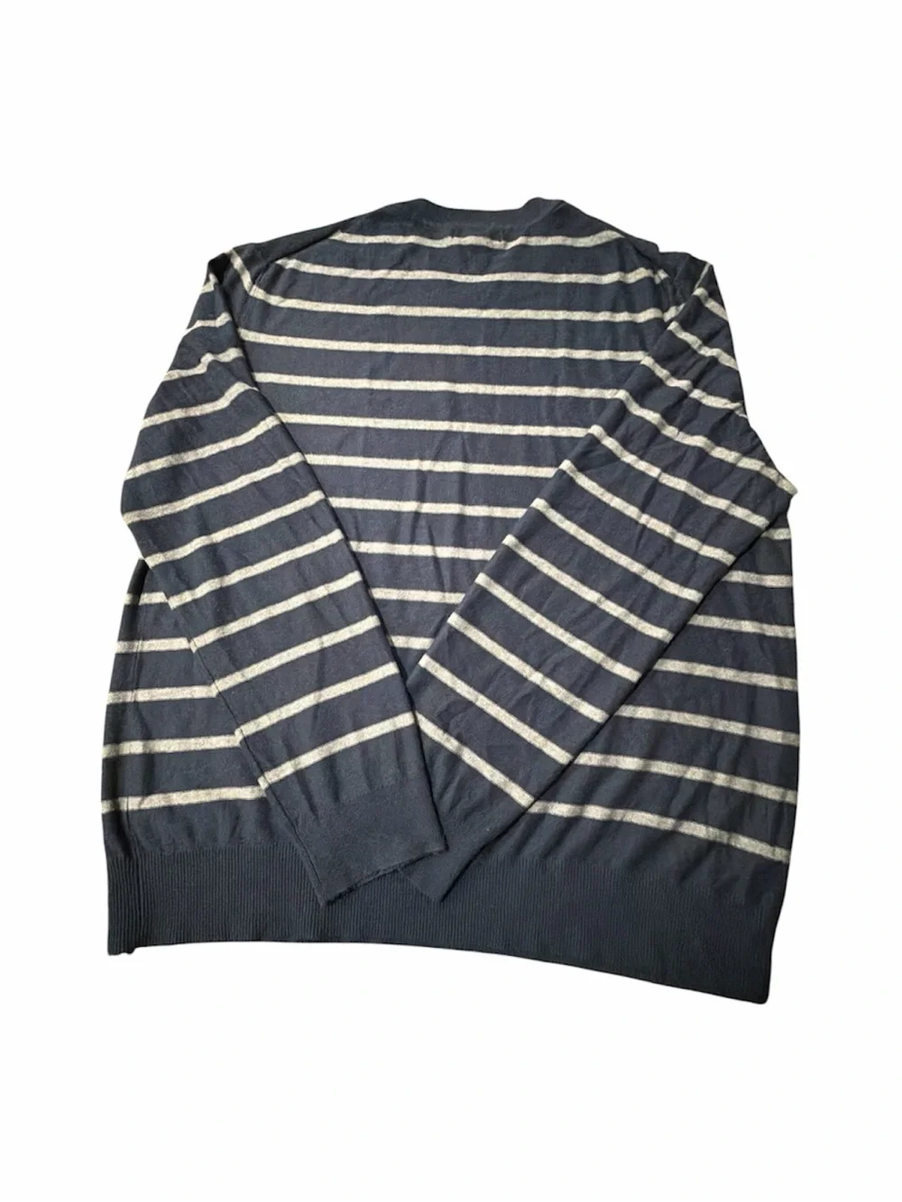 Banana Republic Pima Cotton Cashmere Striped Navy Grey Sweater Men’s Size XL